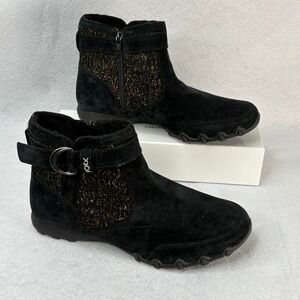 Skechers Women's Sz 8.5 Air Cooled Relaxed Fit Black Suede Leather Ankle Boots